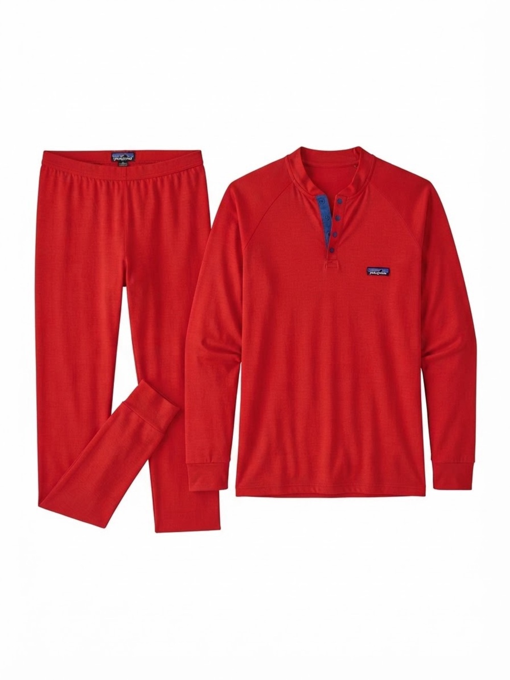 Vintage PATAGONIA Red Capilene Thermal Snap-T Henley & Bottoms Set